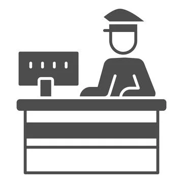 Customs officer at reception solid icon, security check concept, border Stock Illustration