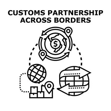 Customs partnership across borders concept illustration 스톡 일러스트