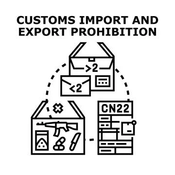 Customs prohibiting illegal import and export trade Stock Illustration