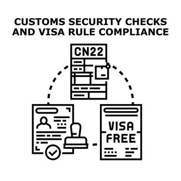 Customs security check and visa rule compliance concept Stock Illustration