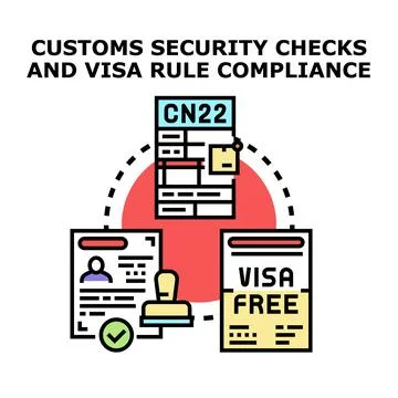 Customs security check and visa rule compliance concept Stock Illustration