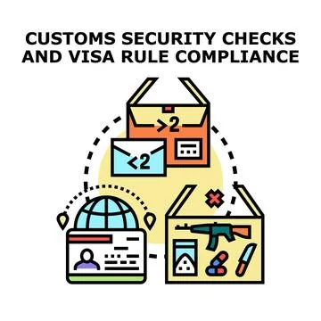 Customs security checks and visa rule compliance concept Stock Illustration
