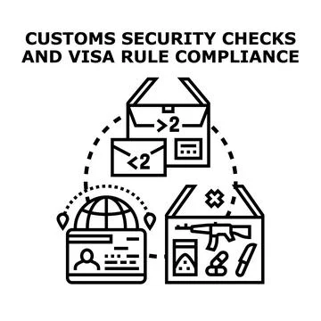 Customs security checks and visa rule compliance concept Stock Illustration