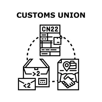 Customs union concept with trade and shipping documents Stock Illustration