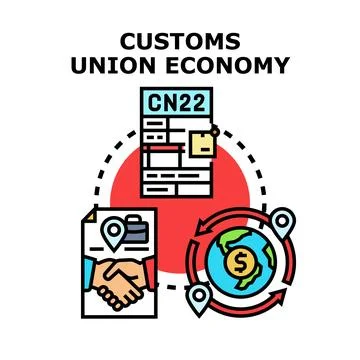 Customs union economy concept developing global trade Stock Illustration
