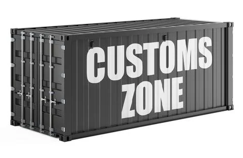 Customs Zone, shipping container. 3D rendering Stock Illustration