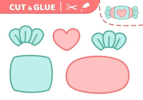 Cut and glue. Cute candy. Applique. Paper game. Vector. Stock Illustration