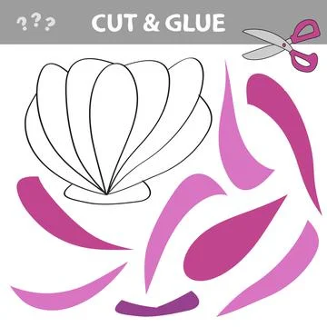 Cut and glue - Simple game for kids with seashell Stock Illustration