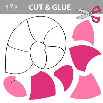 Cut and glue - Simple game for kids with seashell Stock Illustration