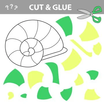Cut and glue - Simple game for kids with seashell Stock Illustration