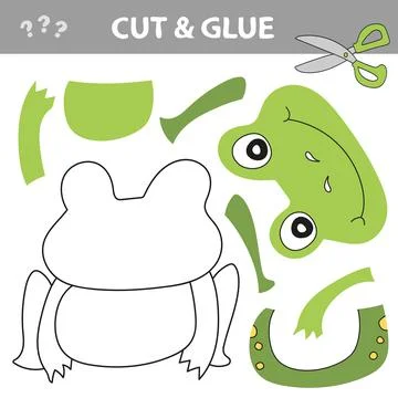Cut and glue - Simple game for kids. Education paper game for children, Frog Stock Illustration