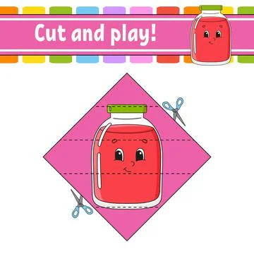 Cut and play. Educational activity worksheet for kids and toddlers. Game for  Illustrazione stock