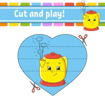 Cut and play. Educational activity worksheet for kids and toddlers. Game for  Stock Illustration