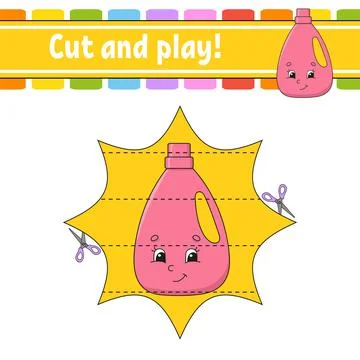 Cut and play. Educational activity worksheet for kids and toddlers. Game for  Stock Illustration