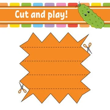 Cut and play. Logic puzzle for kids. Education developing worksheet. Learning Stock Illustration