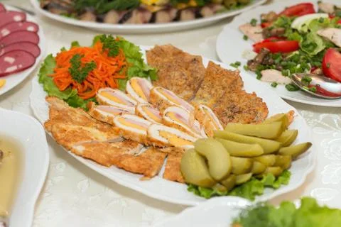 Cut appetizer on plate Stock Photos