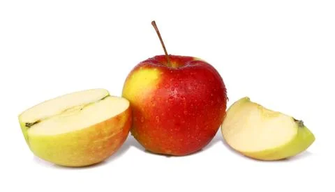 Cut apple is in drops Stock Photos
