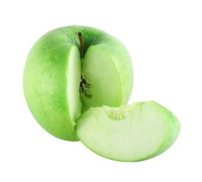 Cut apple with piece Stock Photos