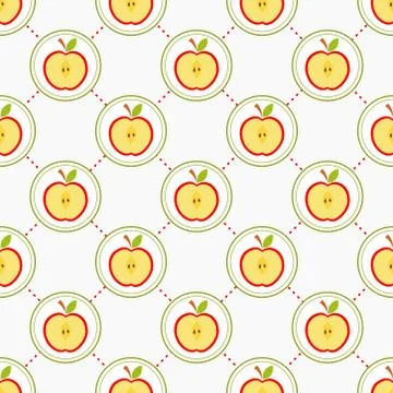 Cut apples pattern Stock Illustration