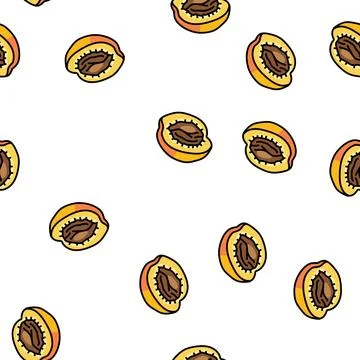 Cut apricot fruit vector seamless pattern Stock Illustration