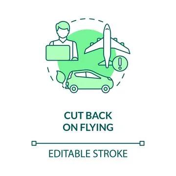 Cut back on flying green concept icon Stock-Illustration