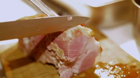 Cut bacon on a wooden Board 스톡 동영상 75166905