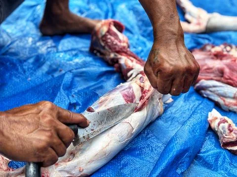 Cut the beef Stock Photos