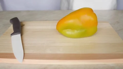 Cut bell peppers on the board Stock Footage 137262131