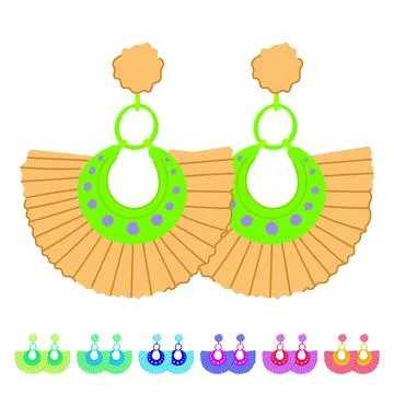 Cut boho earrings vector cartoon graphic Stock Illustration