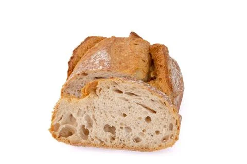 Cut bread isolated on a white background Stock Photos