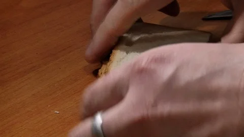 Cut bread for toast Stock Footage 72845265