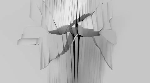 Cut breaking wall with cracks monochromatic texture picture Stock Illustration