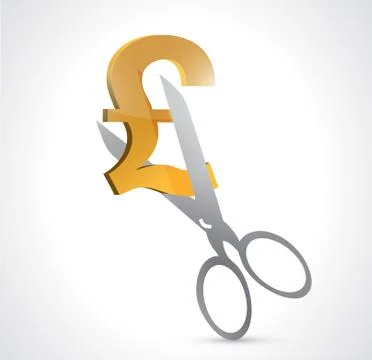 Cut british pound costs concept illustration Stock Illustration