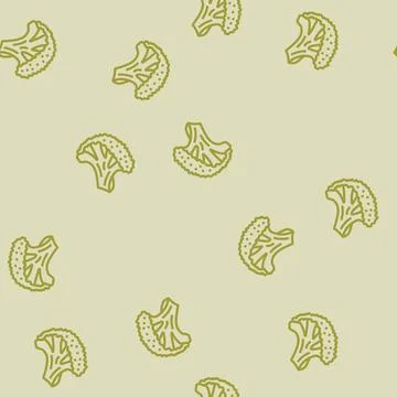 Cut broccoli line seamless pattern Stock Illustration