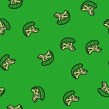 Cut broccoli vector seamless pattern Stock Illustration