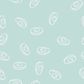 Cut brown avocado line seamless pattern Stock Illustration