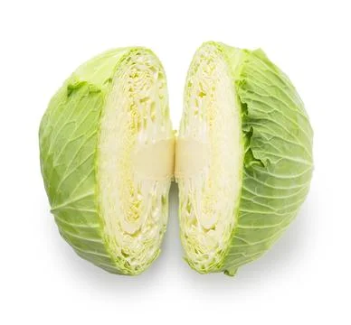 Cut cabbage placed on a white background Stock Photos