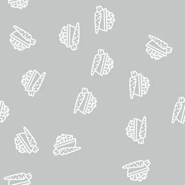 Cut carrot cubes line vector seamless pattern Stock Illustration