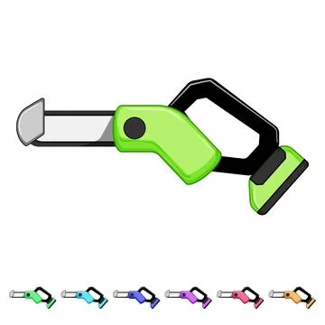 Cut chainsaw cartoon vector graphic Stock Illustration