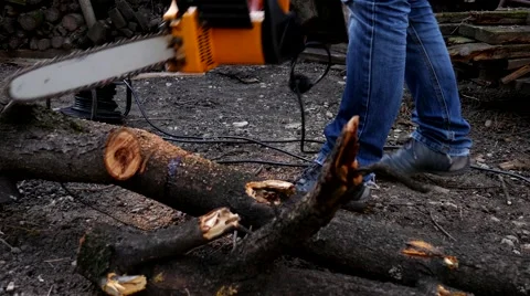 Cut with chainsaw Stockbeeldmateriaal 61402812