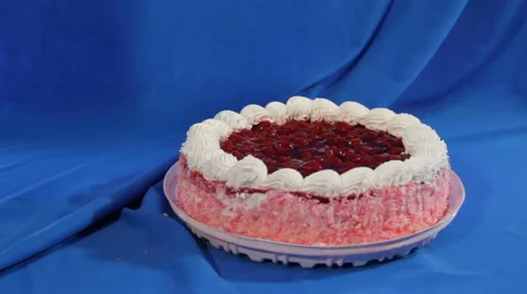 Cut cherry cake Stock Footage 51231784