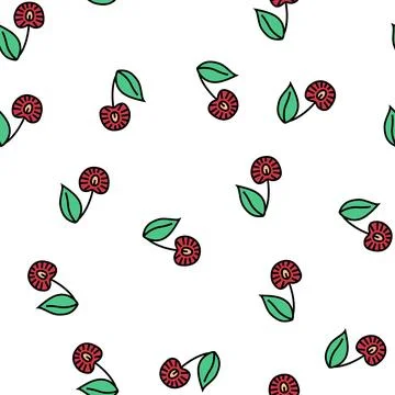 Cut cherry vector seamless pattern Stock Illustration