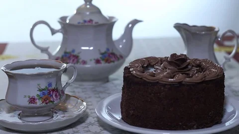 Cut the Chocolate Cake Stock Footage 73511249