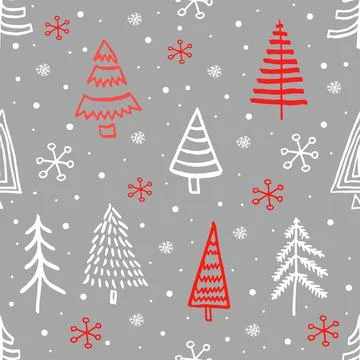 Cut Christmas seamless pattern with blue fir trees and yellow stars. Xmas simple Stock Illustration