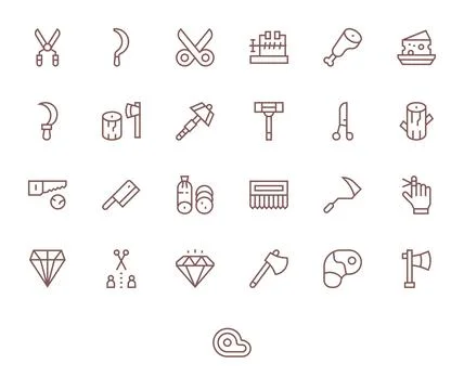 Cut Complete Vector Package with 25 256x256 Regular Line Editable Icons Illustrazione stock