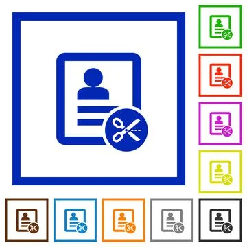 Cut contact data flat framed icons Illustrazione stock