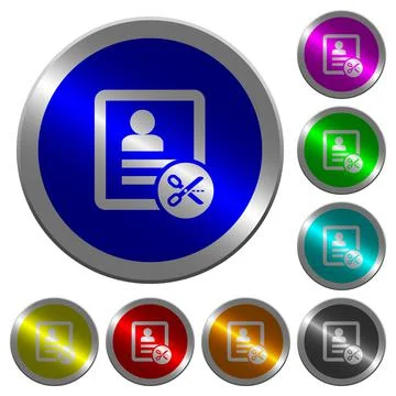 Cut contact data luminous coin-like round color buttons Illustrazione stock