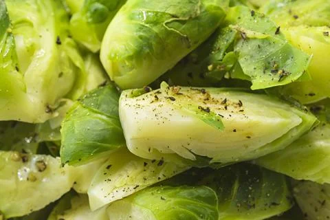 Cut Cooked Brussels Sprouts Stock Photos