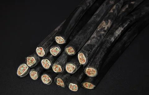 The cut copper cable Stock Photos