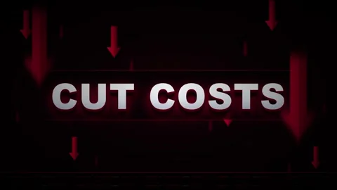 Cut costs concept with falling red arrows financial savings and budget redu.. Stock Footage 337552487